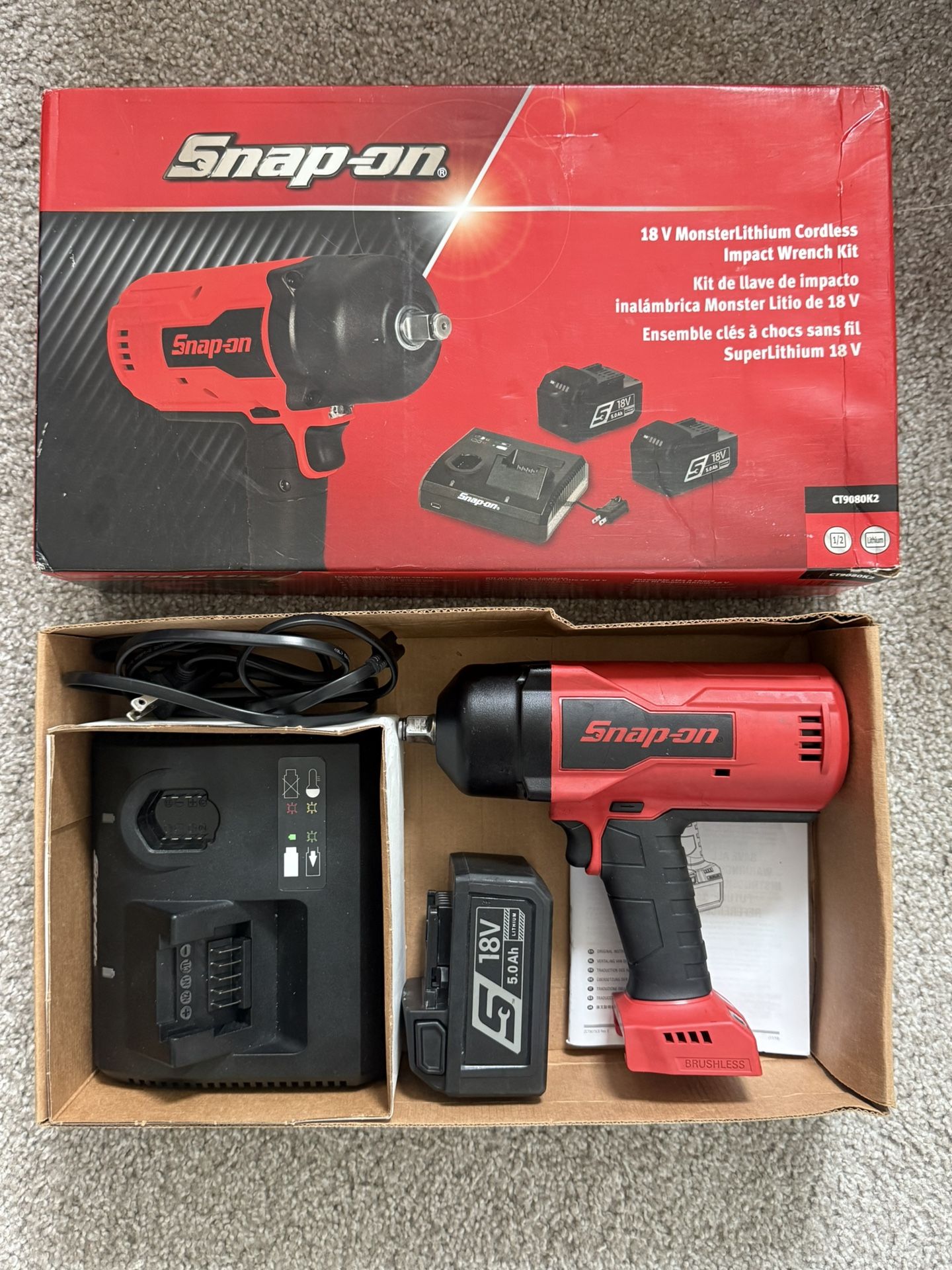 Snap-On 1/2 Impact Wrench 18v MonsterLithium Kit