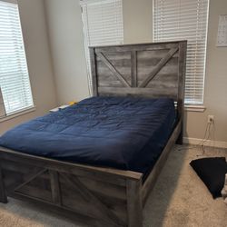 Grey Wood Queen Bed Frame