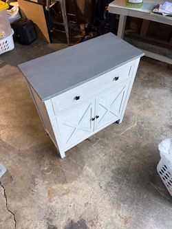 Blue and white farmhouse shelf