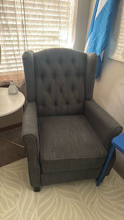 Gray Tufted Wingback Accent Chair