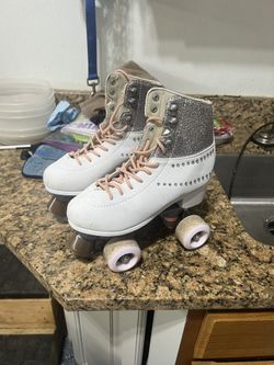 Roller Skates for Girls Size 3 Diamond Sparkle White for Kids
