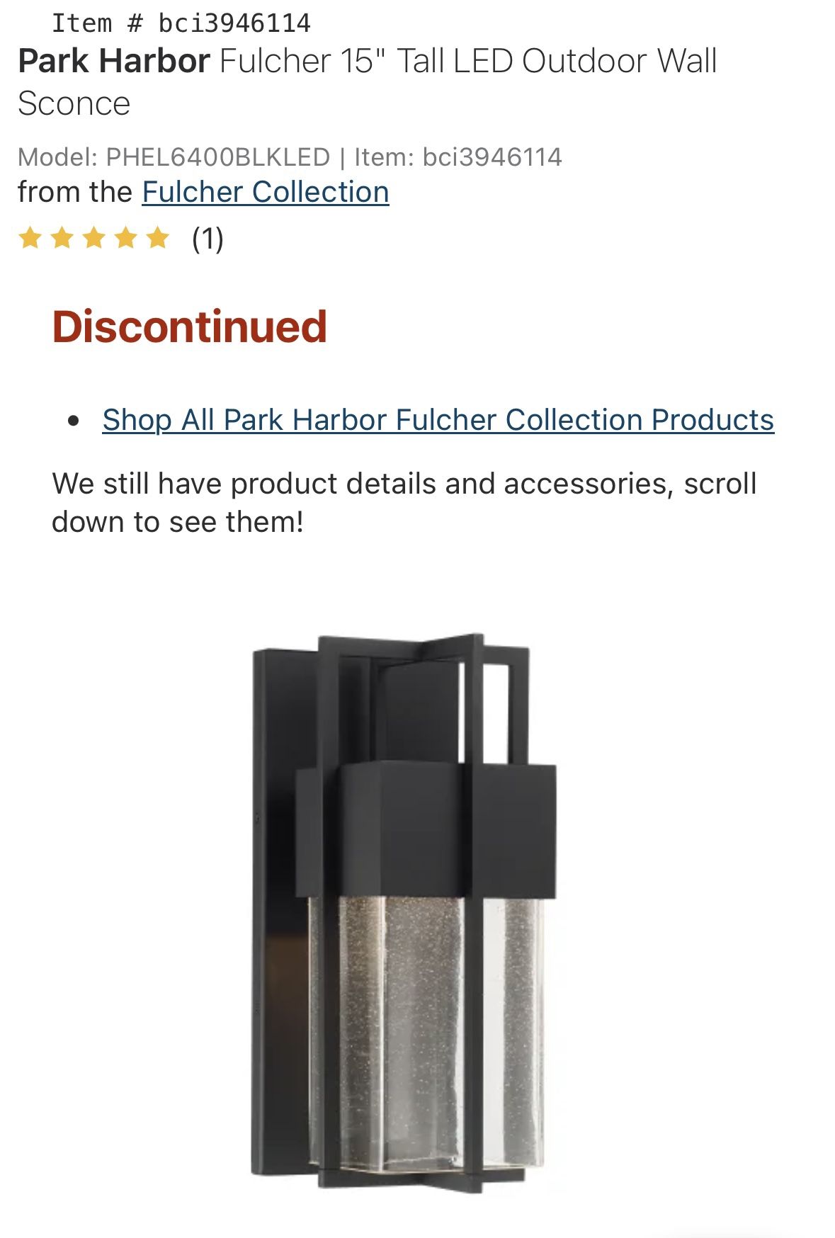 Exterior Wall Sconce - 15” - Black