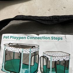 New Portable cat or small dog playpen. foldable indoor/outdoor with carry case has 2 separate playpens