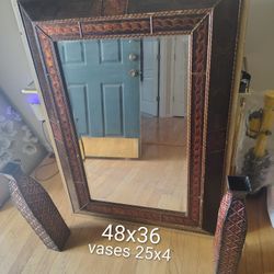 Heavy Unique Mirror Include 2 Vases $200