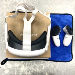 Meta Quest 3 Virtual Reality VR Headset Headband 128 GB Storage Wifi Bluetooth App Joysticks Controllers Strap Internet Browser Standalone Hand Track
