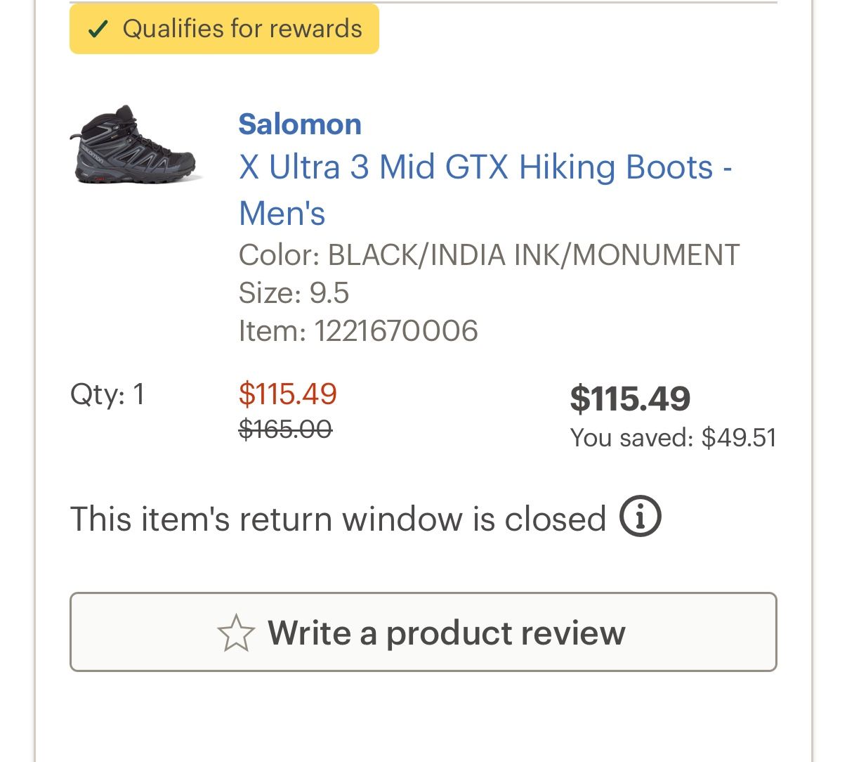 Salomon X Ultra 3 Mid GTC Hiking Boots 9.5