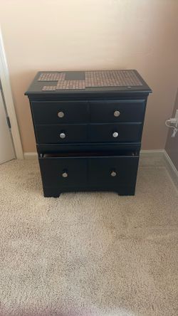 Black solid wood nightstand 