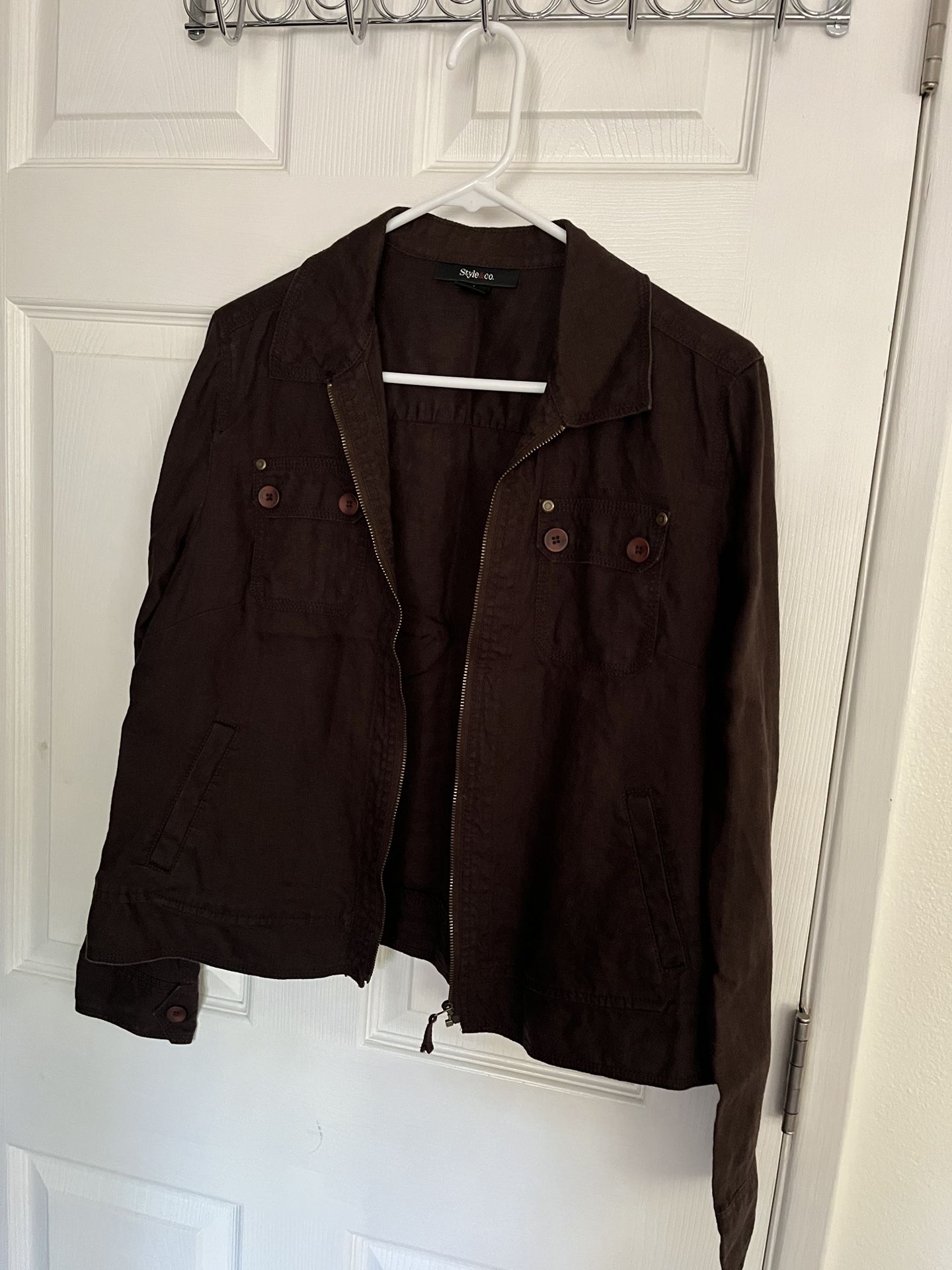 Style & Co Brown Lightweight Shirt Jacket size large