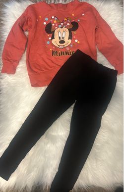 Disney Minnie Mouse matching set hoodie with Black Leggings size 6