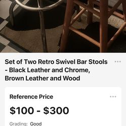 Bar stools Brown Leather seat.