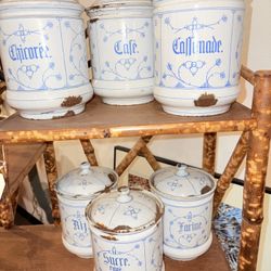 Delft Enamel Canisters Antique 