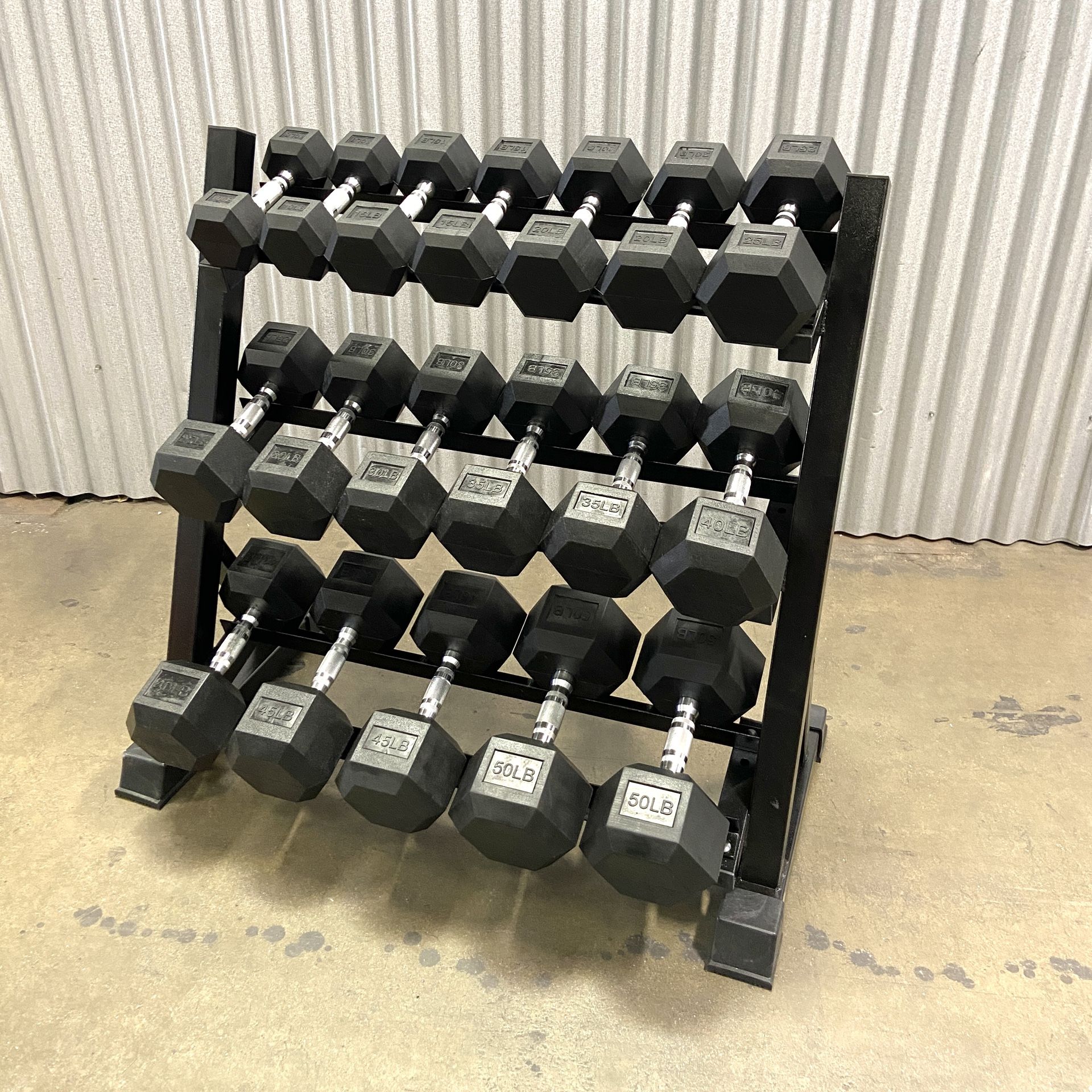 Brand New Rubber Hex Dumbbells set 5-50lb with Rack FIRM PRICE