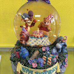 Disney Winnie The Pooh Happy Birthday Musical Snow Globe