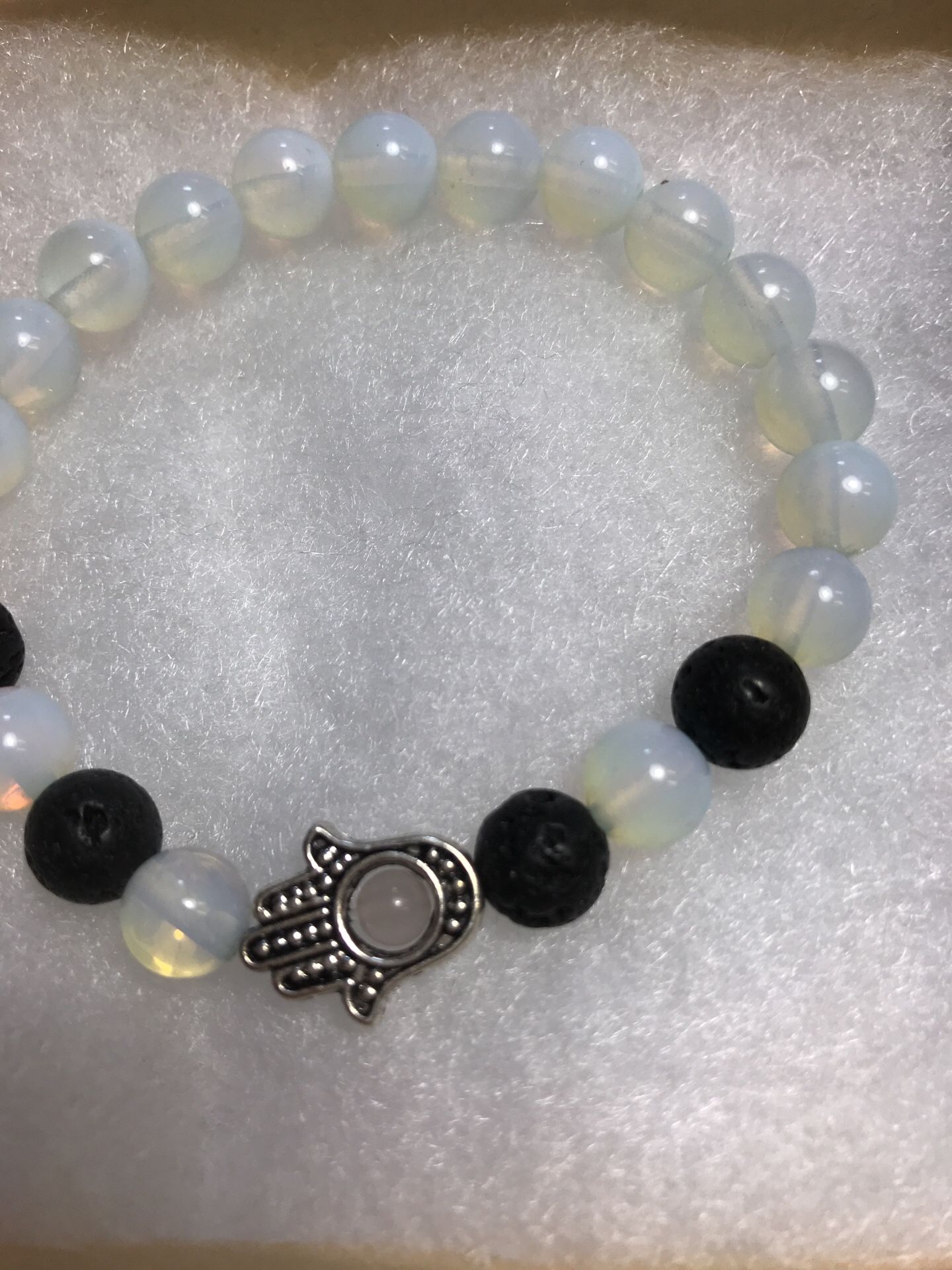 Moonstone and lava stone bracelet