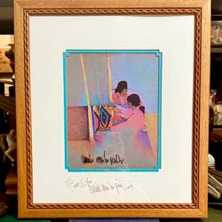 AUTHENTIC SIGNED Amado Maurilio Pena Native American Family Painting Lithograph