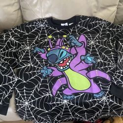 Stitch Glow-in-the-dark Halloween Long-Sleeve Spiderweb Motif