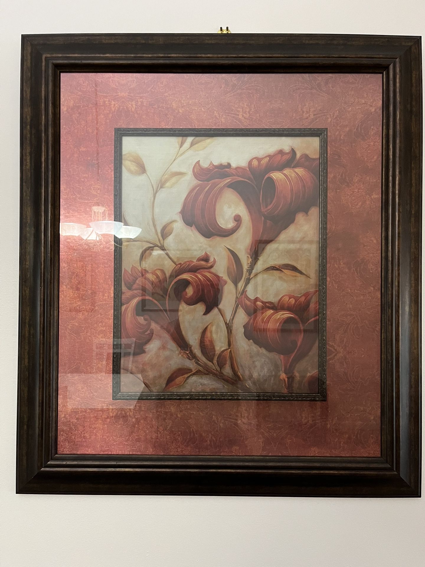 Wood Framed Orange Flowers Wall Art