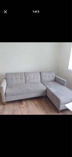 Light gray sofa with storage chaise