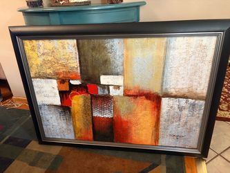 Large Framed Ramsey Abstract Oil Painting