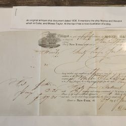 1836 NY To Havana Receipt Re: 20 Bales Of Beef
