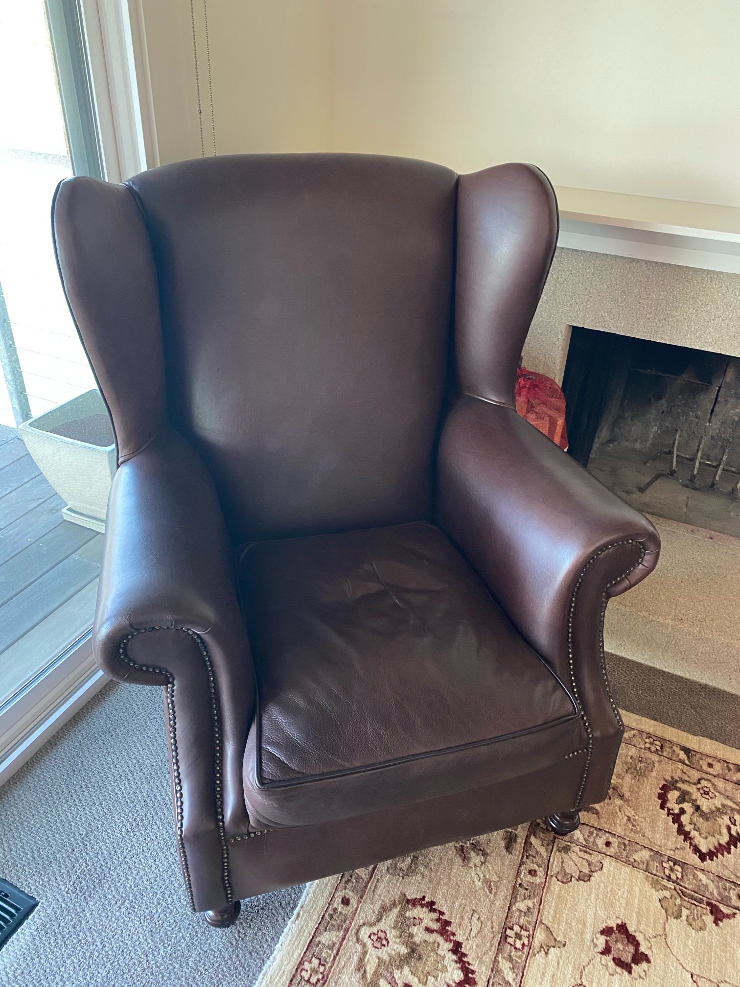 2X Large Leather Wing Back Chairs For Sale, Together Or Separate $300 Each 