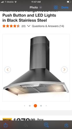 Wall Mount Range Hood Black Stainless Steel