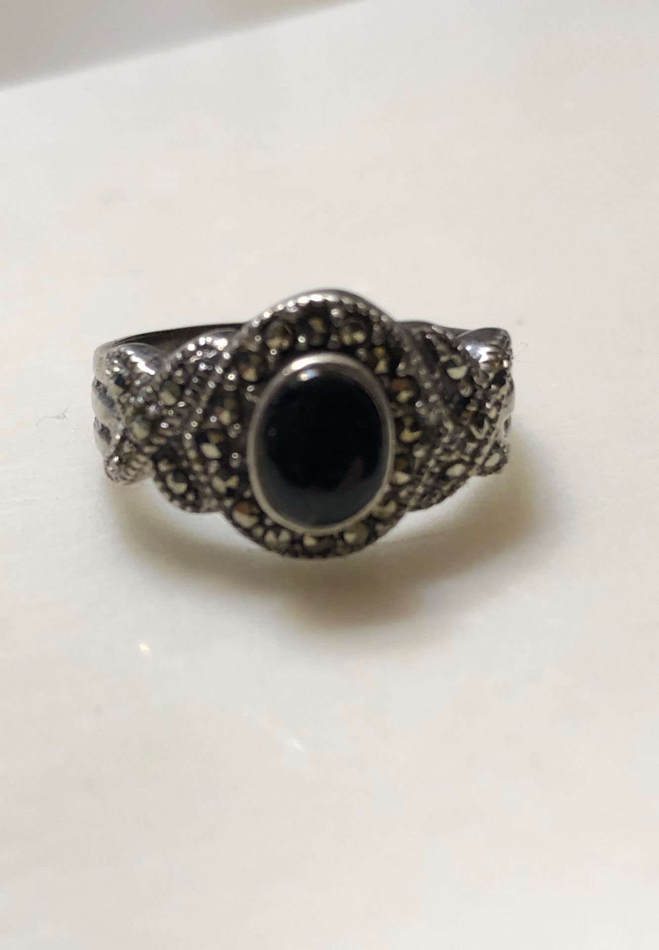 Sterling sliver onyx stone ring