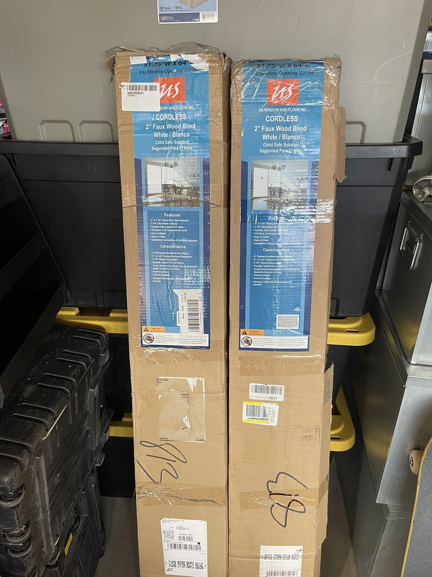 US Window and Floor 2" Cordless Faux Wood Blinds 51.75x64h
