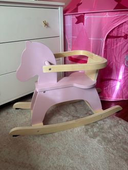 Wooden Pink Horse Rocker