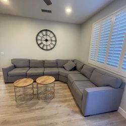 Modern L-shaped Sectional Sofa (Gray Color)– Clean, Comfortable, Good Condition