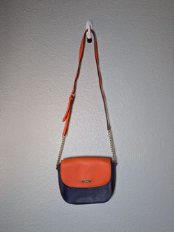 Trina Turk Orange And Navy Color Block Crossbody Bag