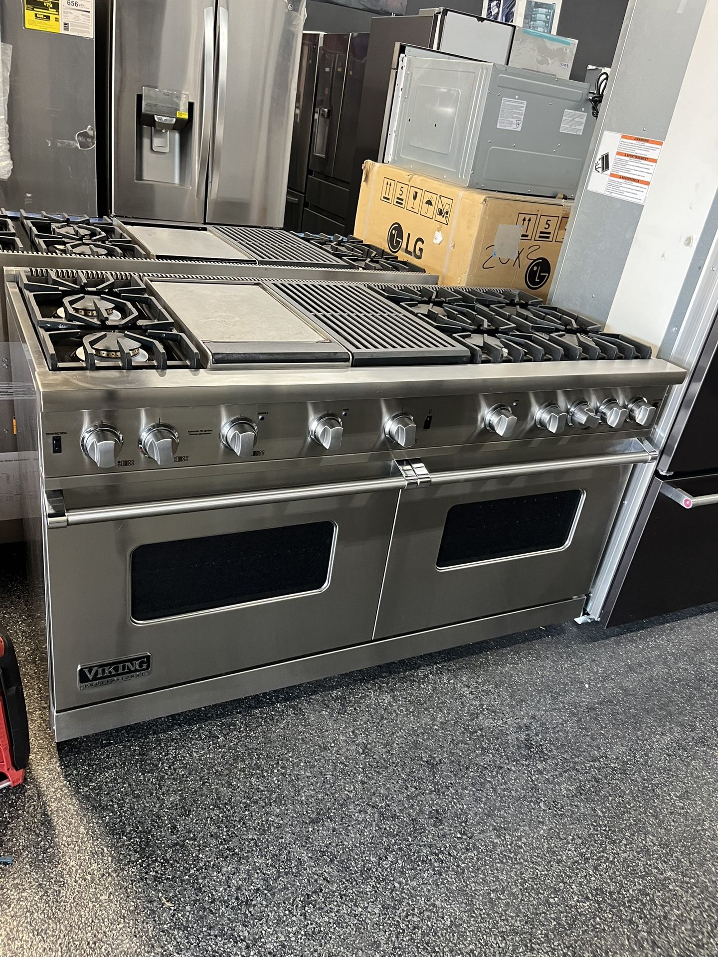 Stainless Viking 60” All Gas Range Stove Griddle Grill Double Oven