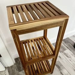 Natural Wood 3-Shelf Tower Spa / Plant Or Home Shelf