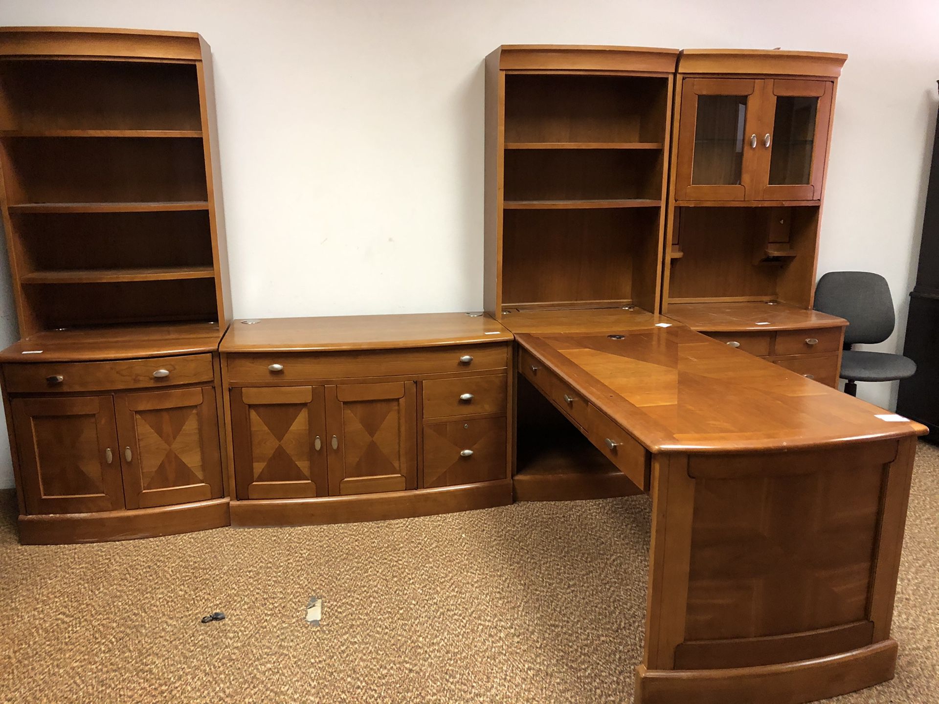 Office 8 piece great condition, partners desk, storage cabinets, bookcase, & filing drawers