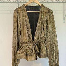 Gold Glitter Top Long Sleeve Size CL