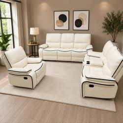 modern 3 piece reclining sofa set | limited time offer