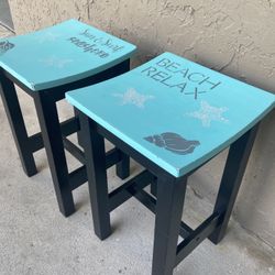 Pair Coastal Stools 