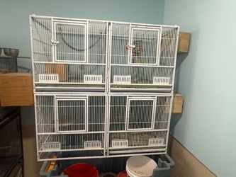 White Metal Bird Breeding Cage Stack