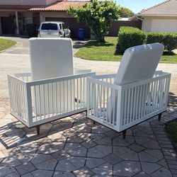 Two (2) White Infants Cribs