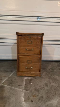 2-Drawer Oak Wood Filing Cabinet