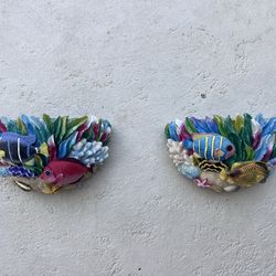 RARE  Great Barrier Reef Sculptural Polyresin Candle Holders, Or Shelf Fishes