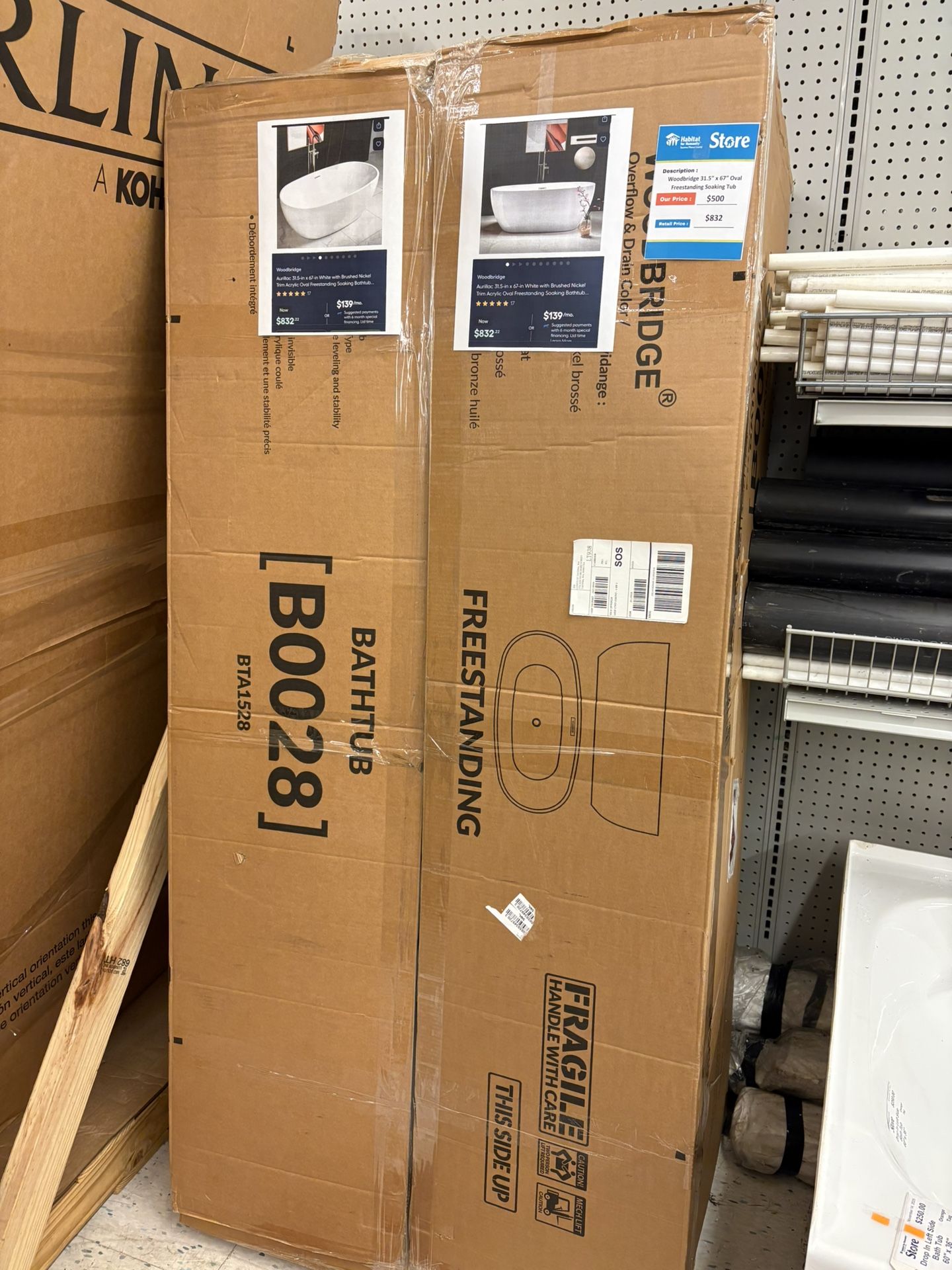 Brand New Woodbridge Freestanding Oval Bathtub