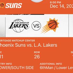 Lakers @ Suns 12/14 Lower Level