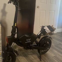 Windhorse Electric Bike with Basket, 14" Folding Ebike 22 MPH, 35 Miles Range