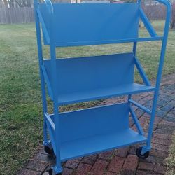 Vintage 60s metal library cart with casters 4'