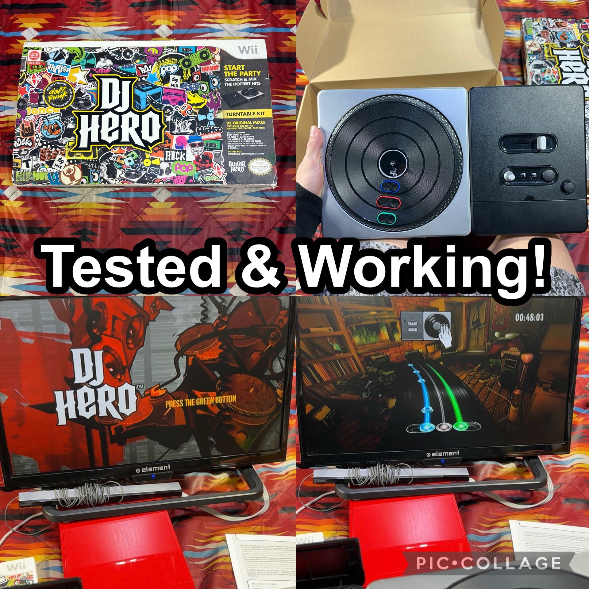 Dj Hero Wii Game & Turntable Bundle Complete In Box Tested & Working