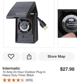 Intermatic 15 Amp 24-Hour Outdoor Plug-In Heavy Duty Timer, Black