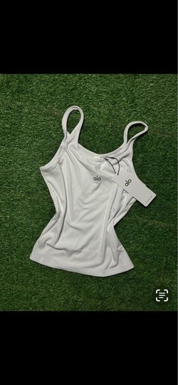 Alo White Seamless Ribbed Favorite Full Length Bra Tank