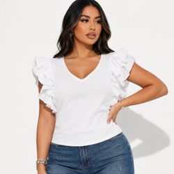 White ruffled blouse (small)