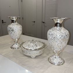Persian Full Pure Silver Traditional Vase